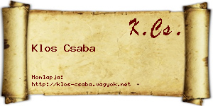Klos Csaba névjegykártya
